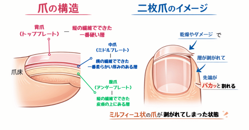 爪の構造と2枚爪のイメージ画像