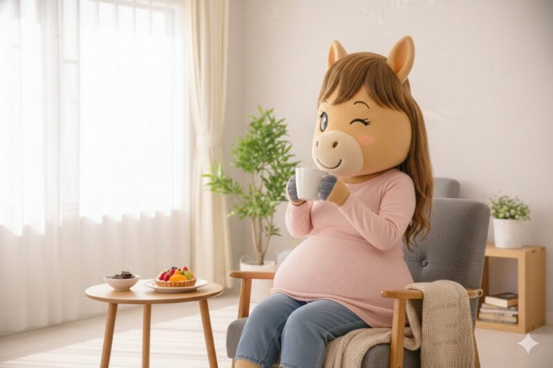 ちょっと一息、馬のキャラクターウマ子